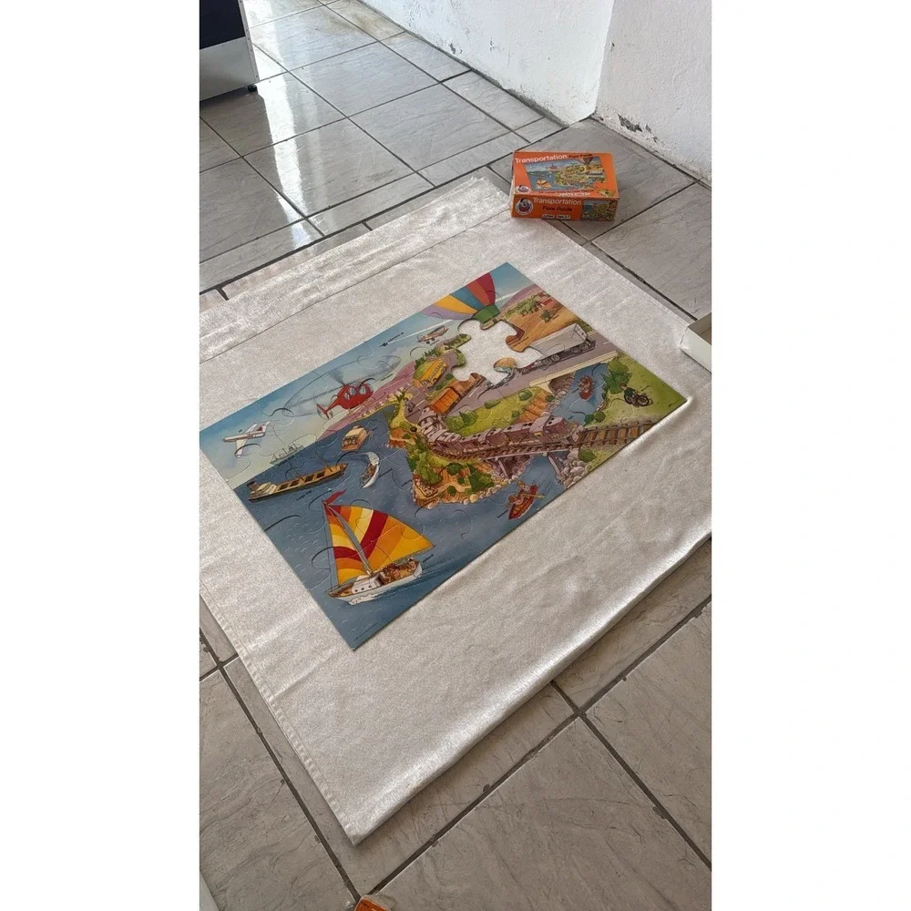 Transportation Floor Puzzle 24 Pieces 2x3 Ft Vintage Educational 1 Piece Missing
